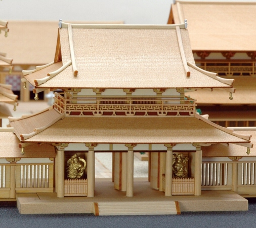 Horyu-ji Temple / Full view model, Wooden Japanese Temple Model